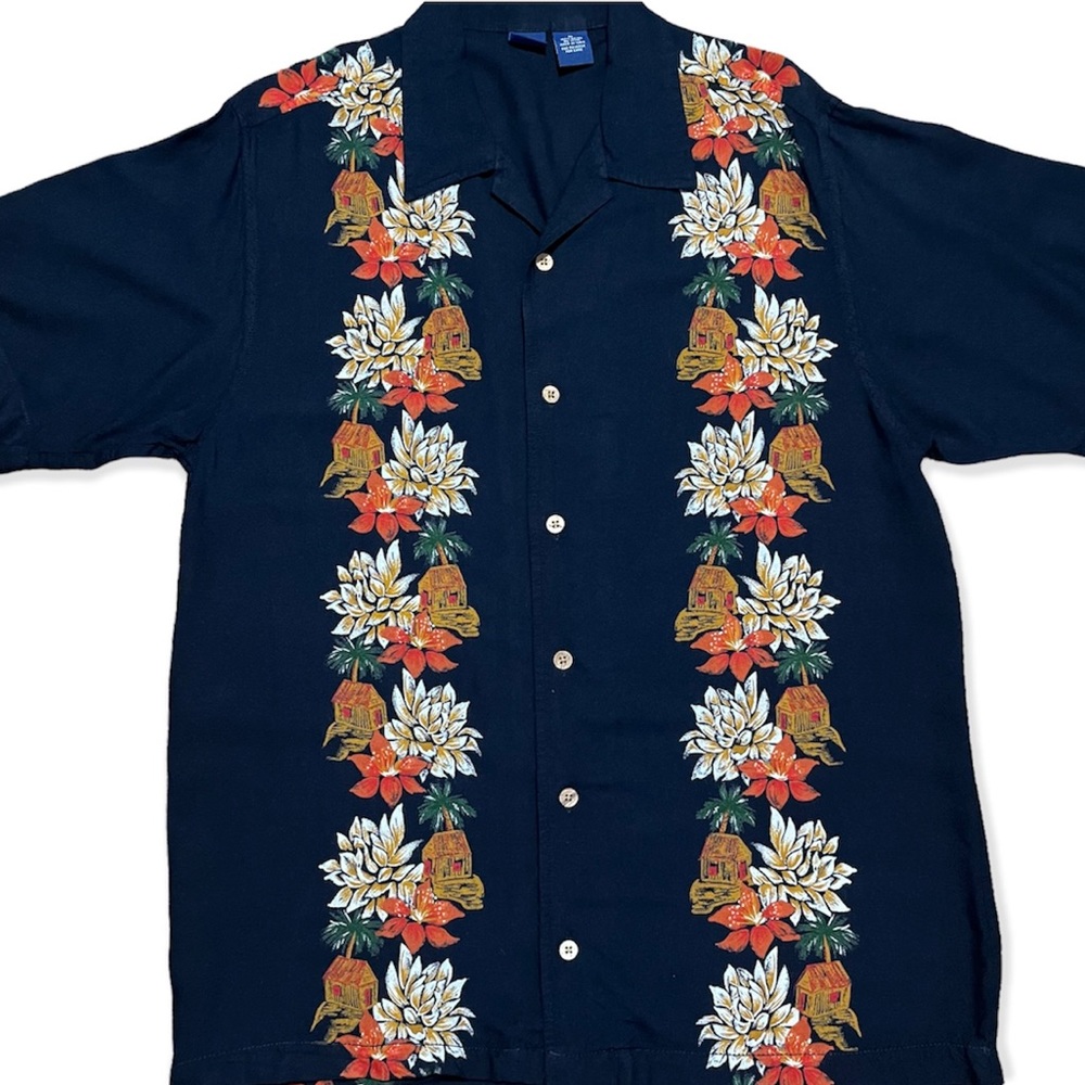Cherokee Hawaiian Rayon Button Down Short Sleeve Shirt Sz M